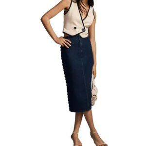 Maeve Slim Scalloped Denim Skirt